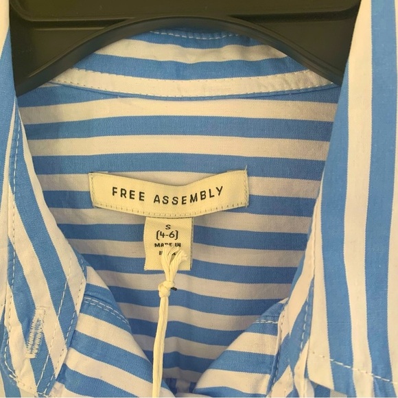 Free Assembly Women’s Stripped Blue and White Belted Midi Dress size S NWT - Picture 5 of 7